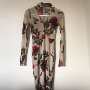 Long-sleeved floral printed dress